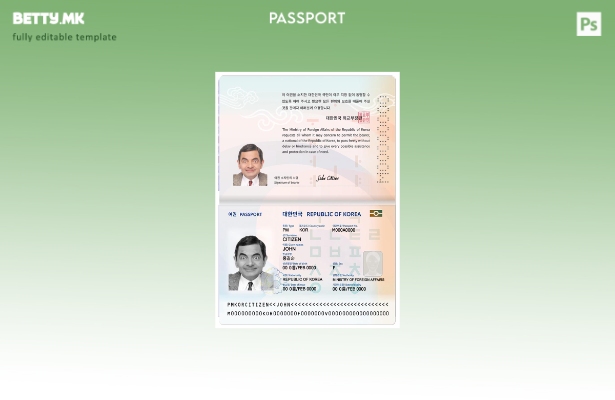 Шаблон за корејски пасош (сегашен) модерен стил